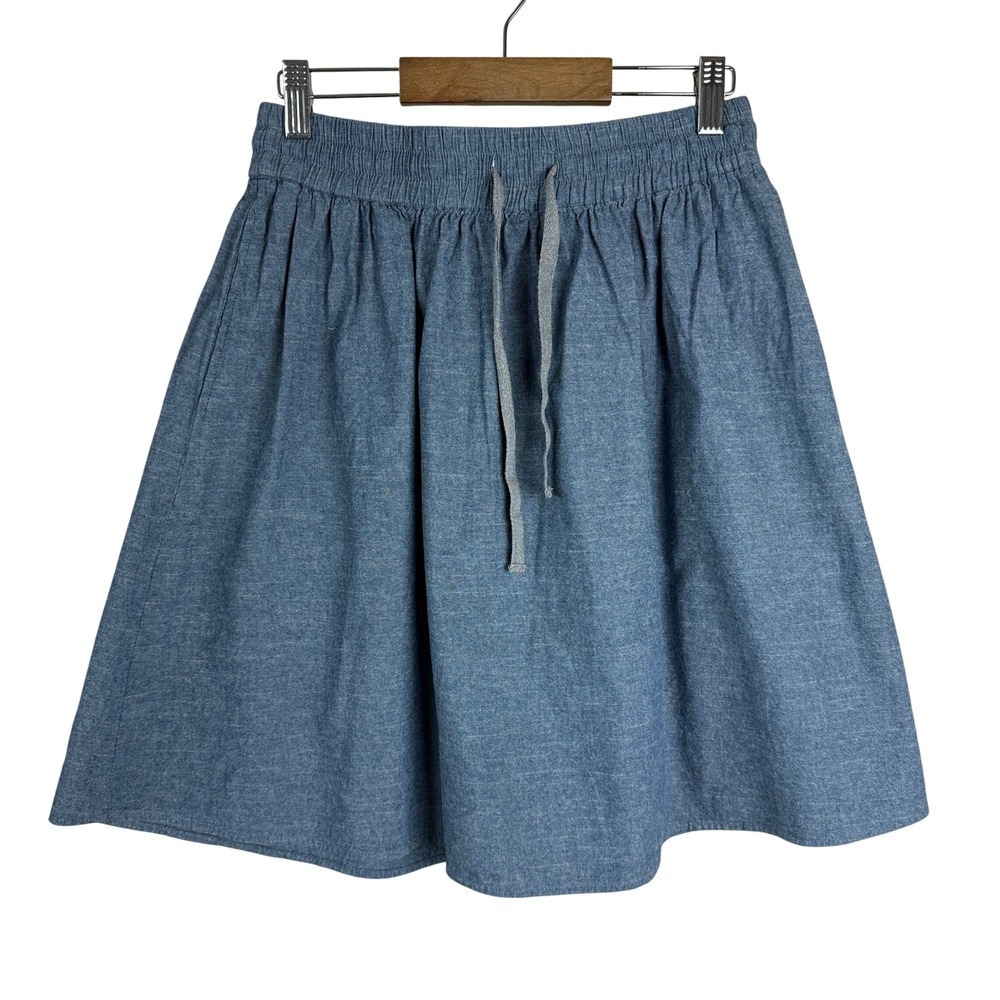 Alternative‎ Apparel Chambray Mini Skirt Womens L Blue Cottagecore Boho Pockets
